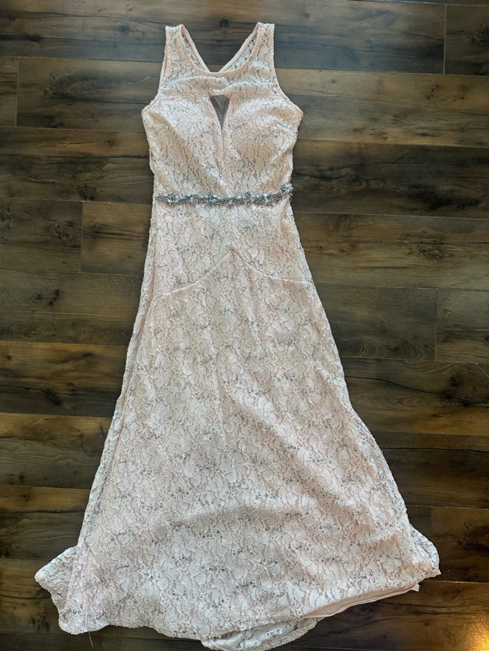 My Michelle Blush Lace Maxi Dress Sequin Bridal Wedding Guest XS S 5